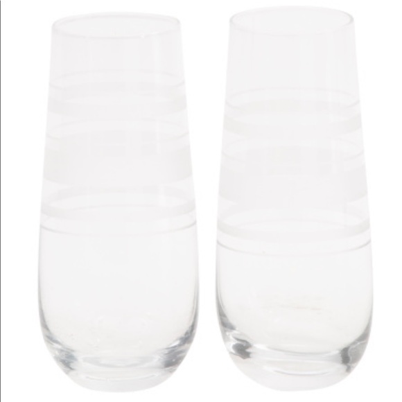 COPY B - Kate Spade Set of 2 Stemless Flutes Hampton Street Champagne Glasses - Picture 2 of 5